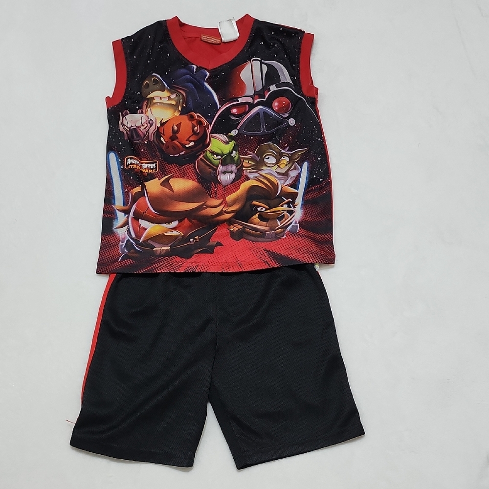 Kid's Red and Black Superhero Sleeveless Set 7-10